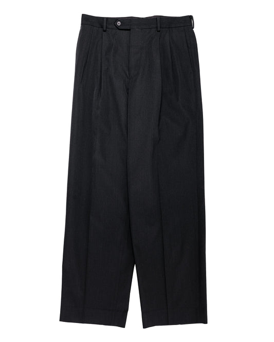 Auralee Light Wool Max Gabardine Two-Tuck Slacks Top Black