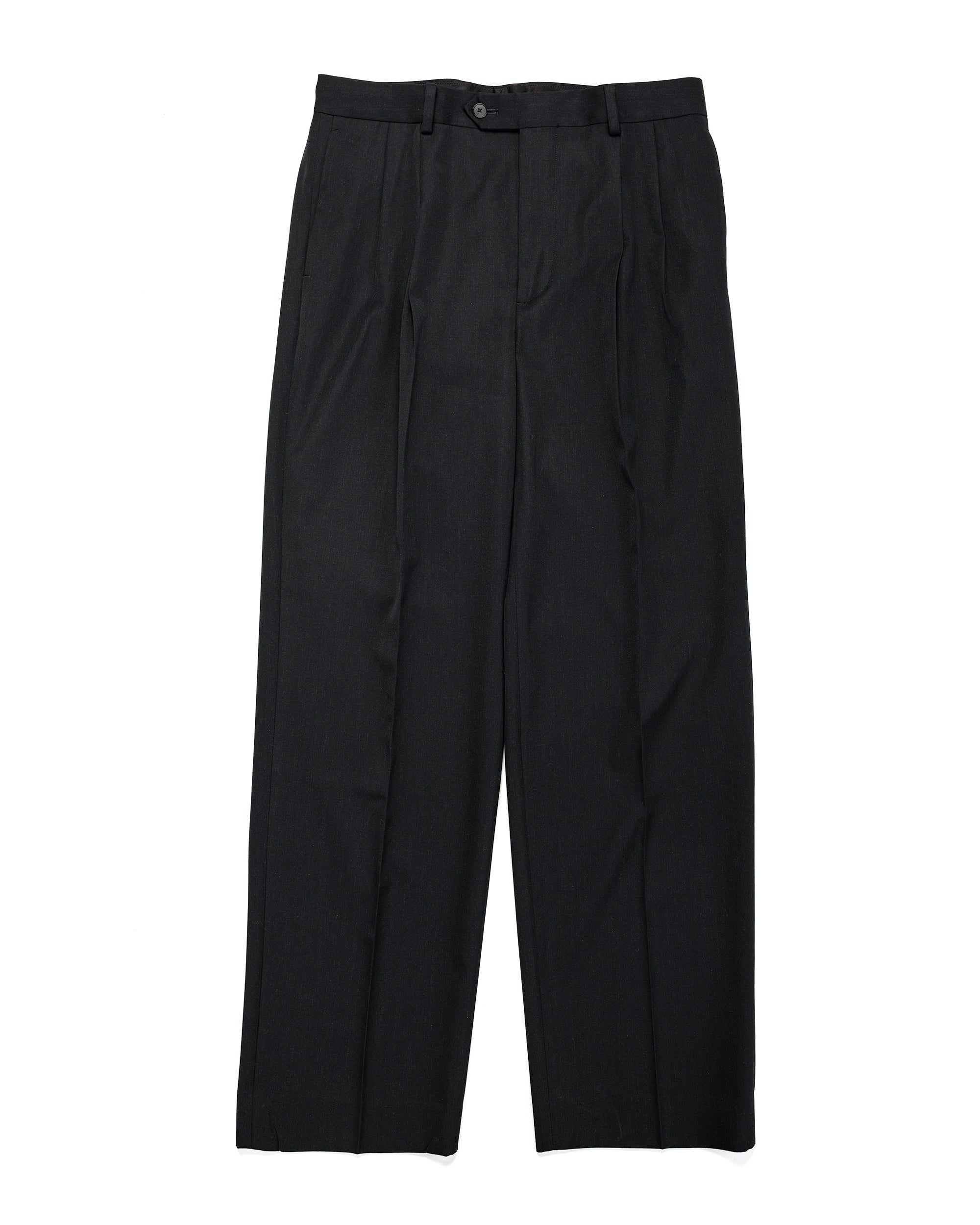 Auralee Light Wool Max Gabardine Two-Tuck Slacks Top Black