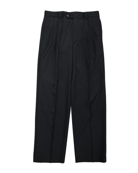 Auralee Light Wool Max Gabardine Two-Tuck Slacks Top Black