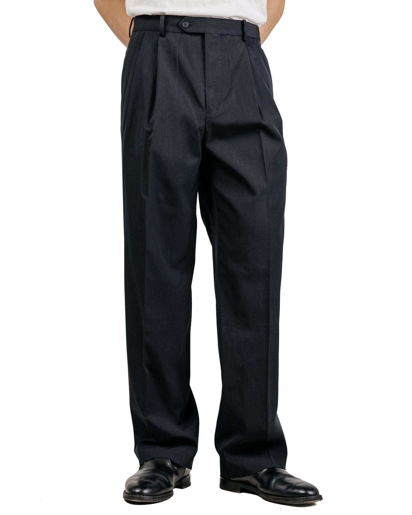 lost & found Auralee Auralee Light Wool Max Gabardine Two-Tuck Slacks Top Black