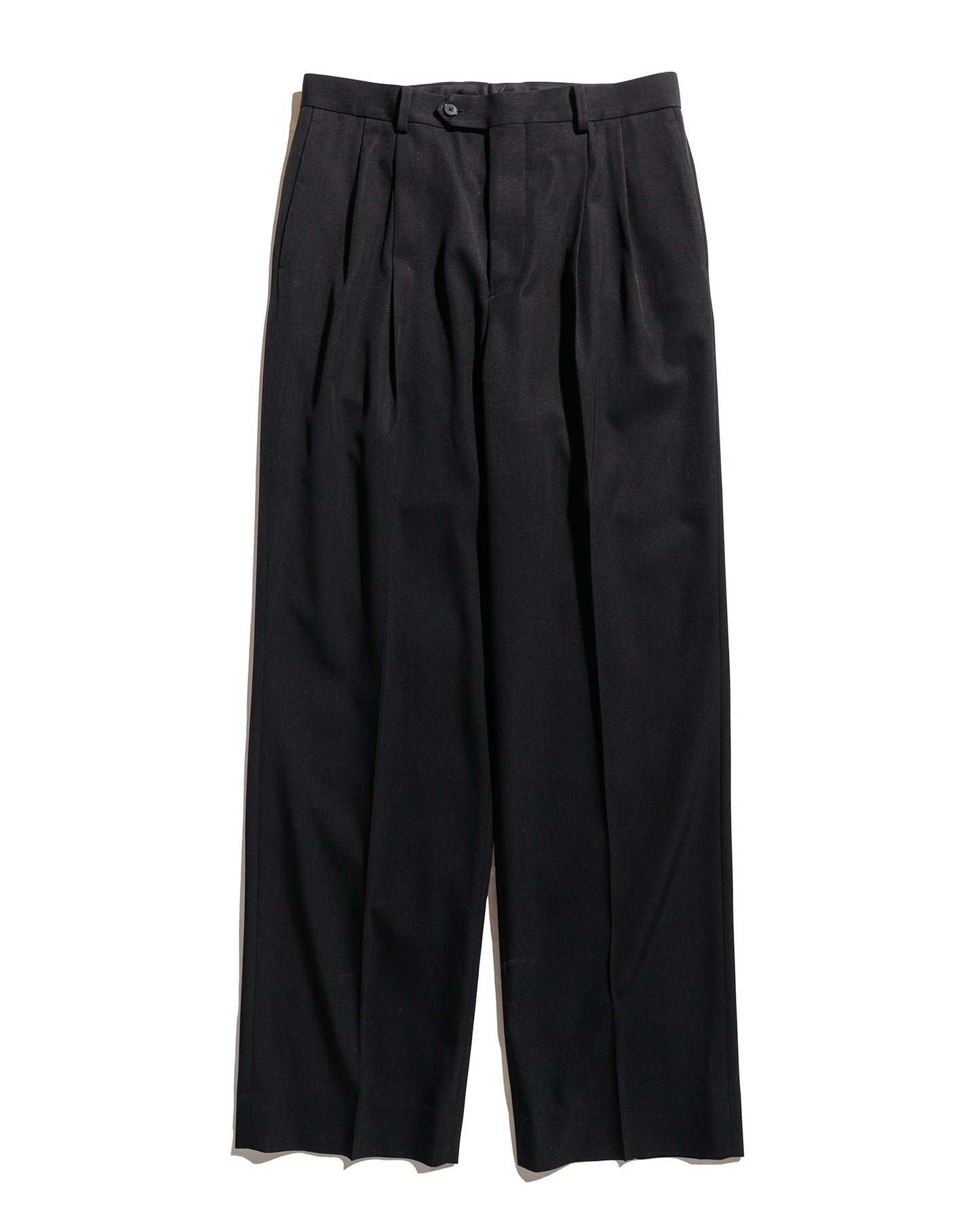 Auralee Light Wool Max Gabardine Two-Tuck Slacks Top Black