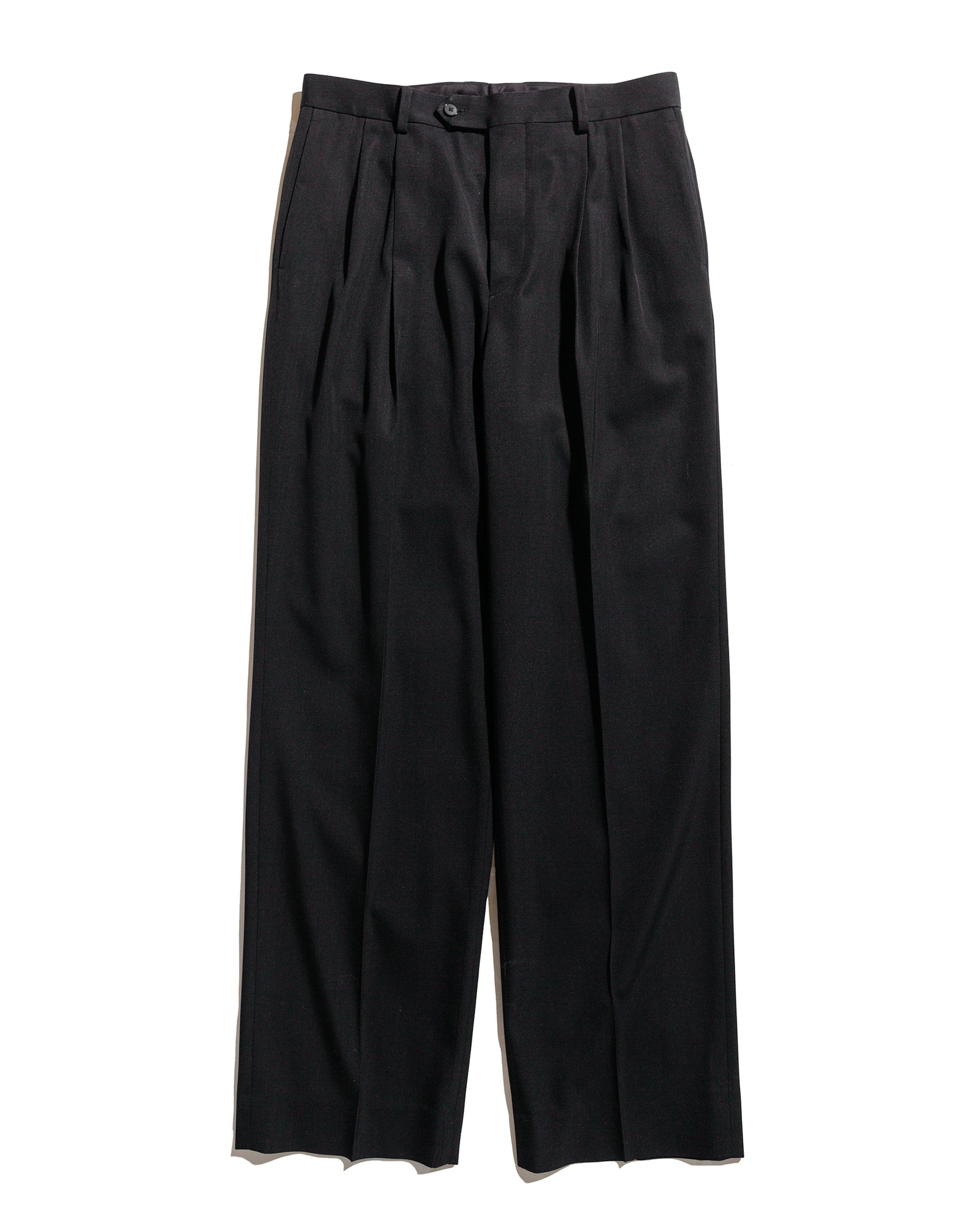 Auralee Light Wool Max Gabardine Two-Tuck Slacks Top Black