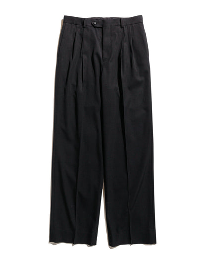 Auralee Light Wool Max Gabardine Two-Tuck Slacks Top Black