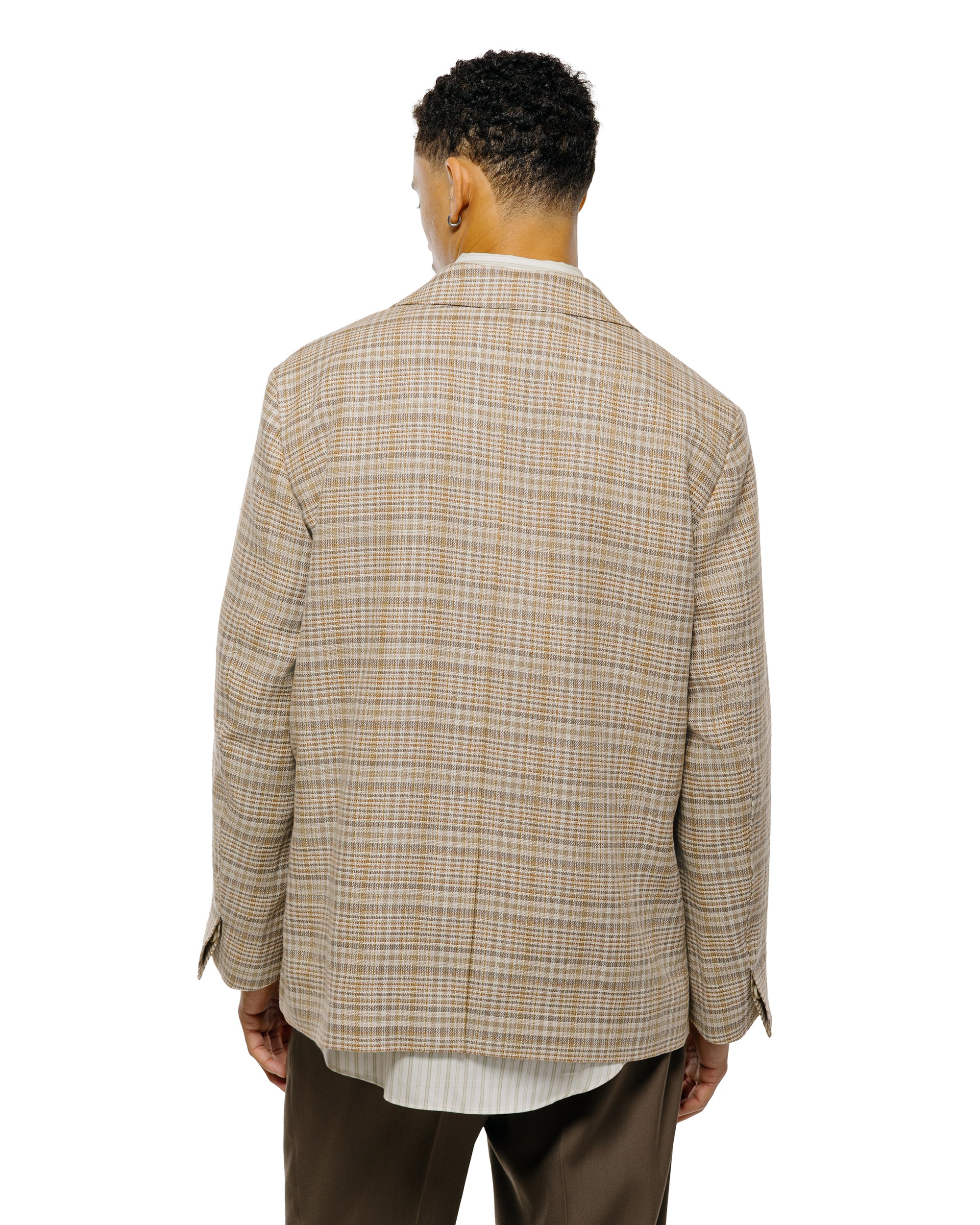 Auralee Linen Silk Linen Nep Check Jacket Ivory Beige Check