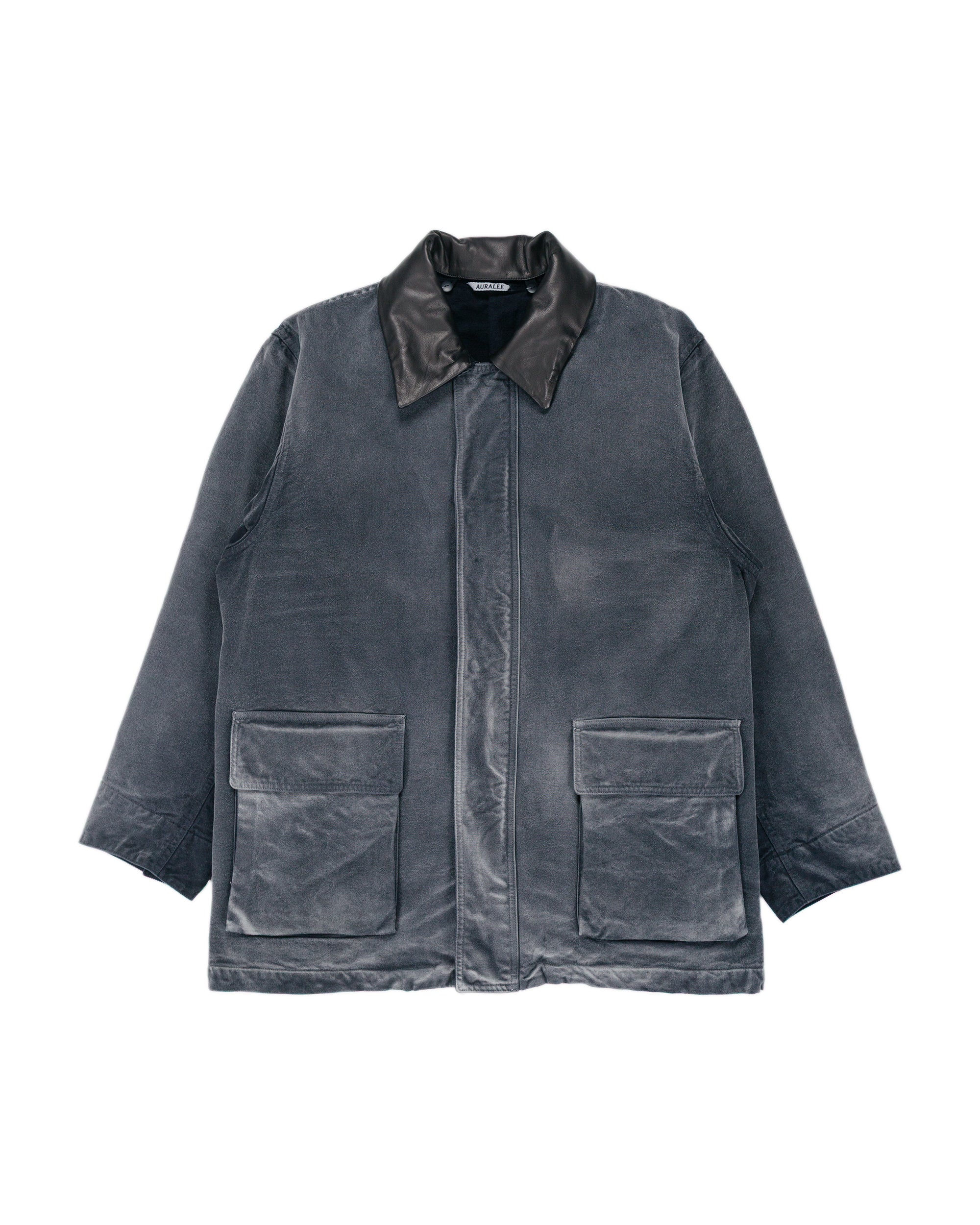 Auralee Hard Twist Polyester Satin Laminate Zip Blouson Black