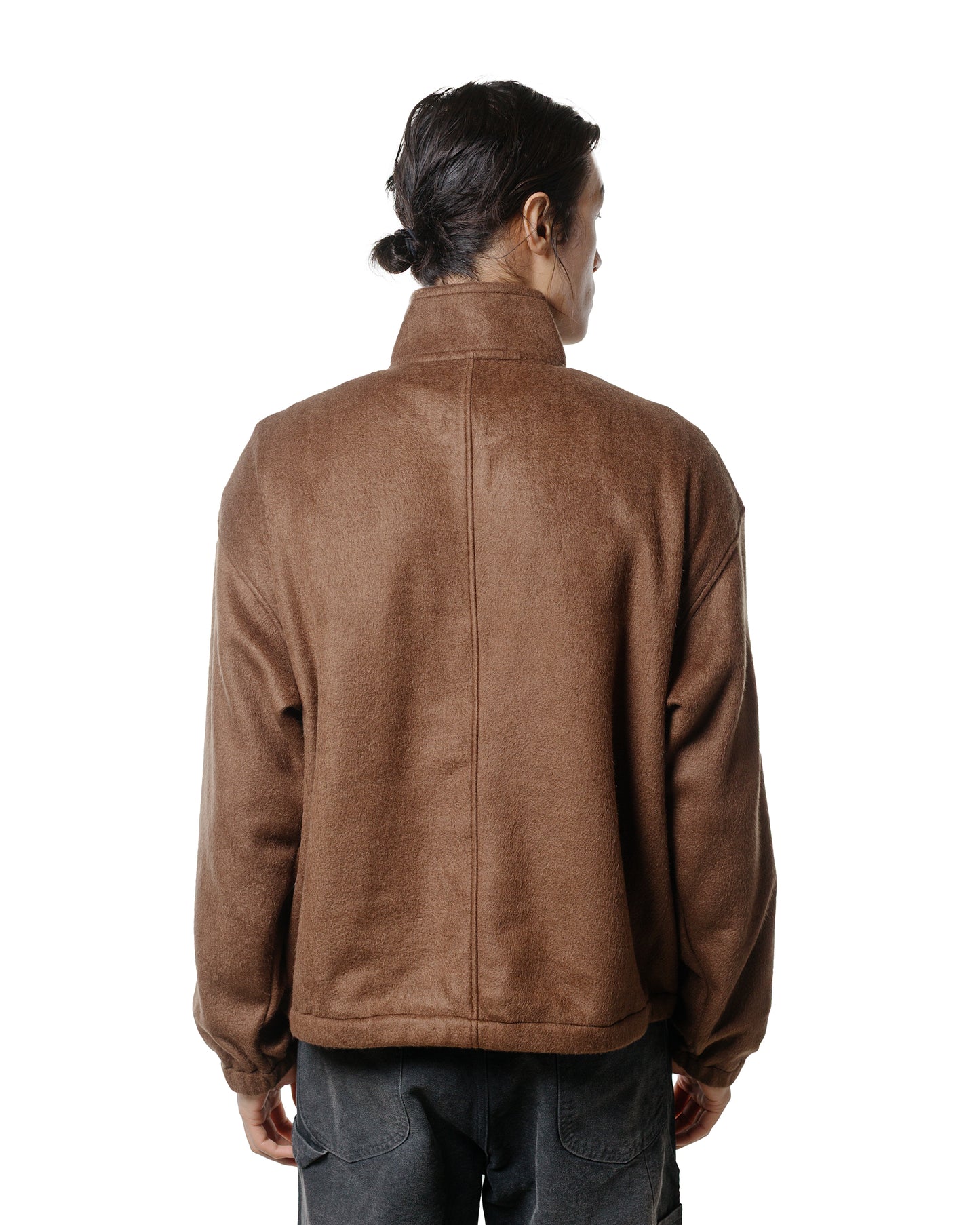 Auralee Pure Silk Comfort Fleece Half Zip P/O Brown