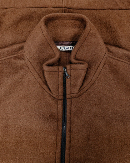 Auralee Pure Silk Comfort Fleece Half Zip P/O Brown