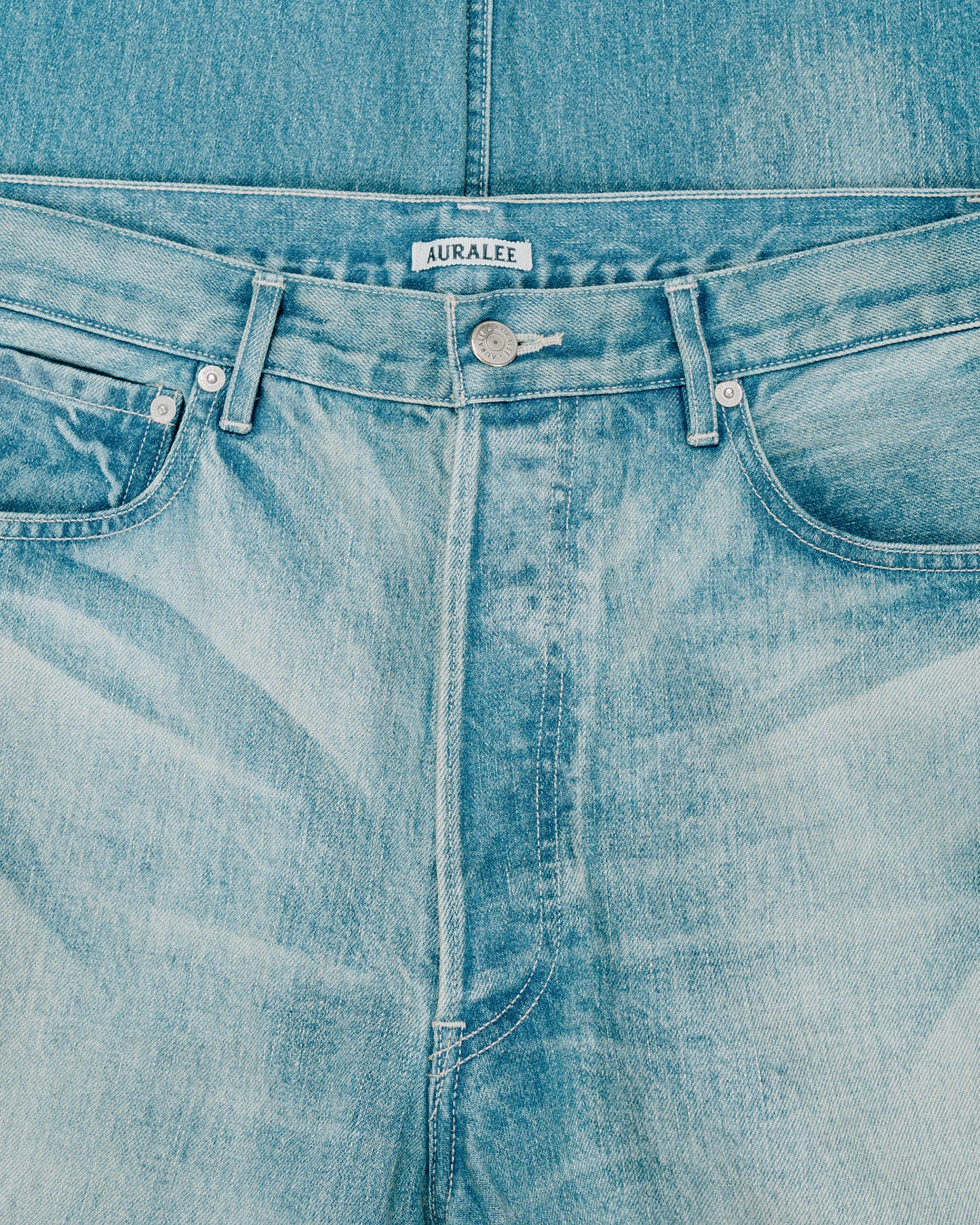 Auralee Selvedge Faded Heavy Denim Wide Pants Faded Indigo