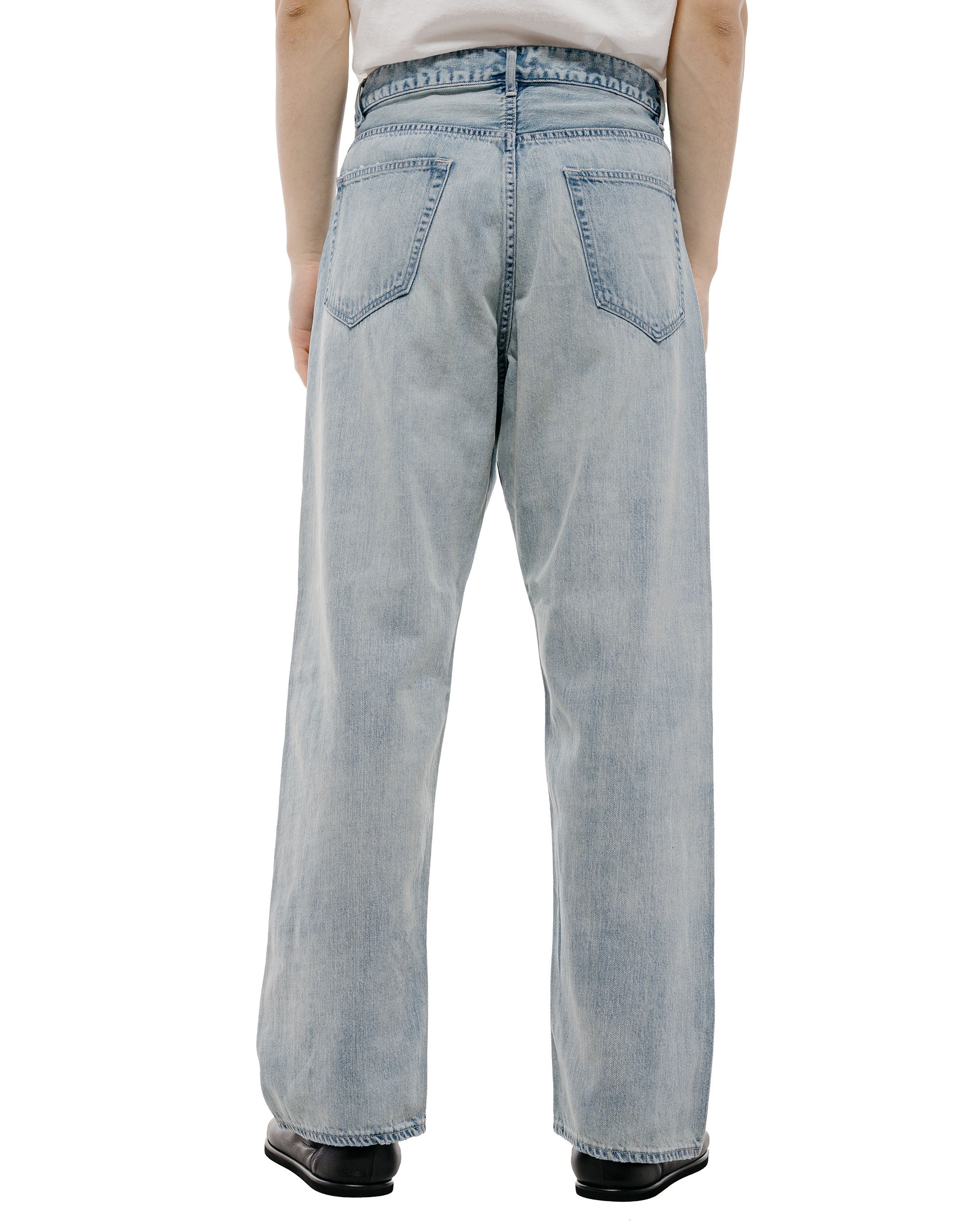 Auralee Selvedge Faded Light Denim Wide Pants Light Indigo