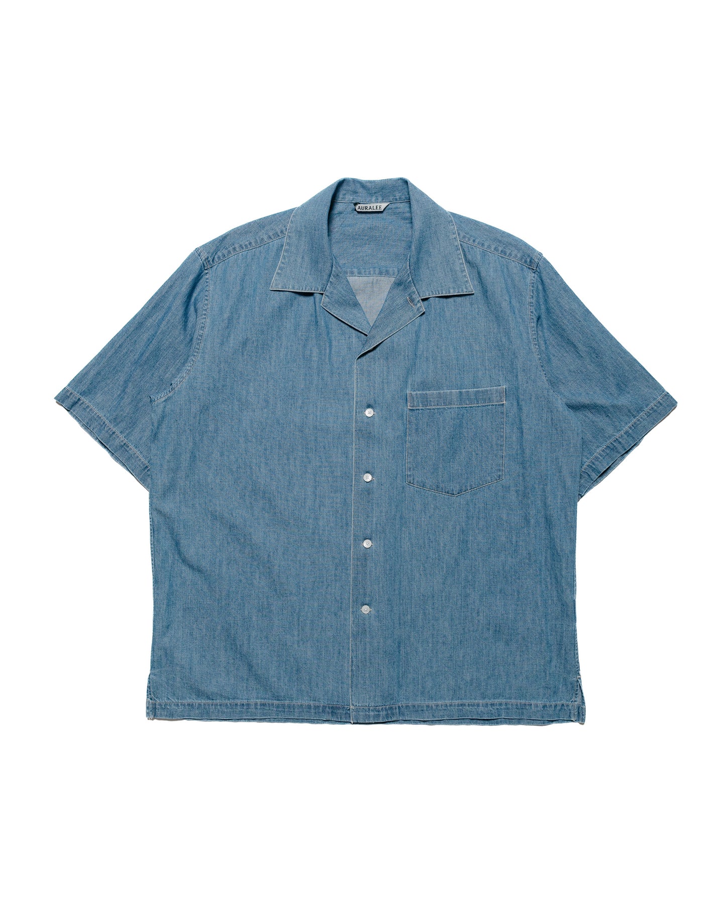 Auralee Selvedge Super Light Denim Half Sleeved Shirt Washed Indigo