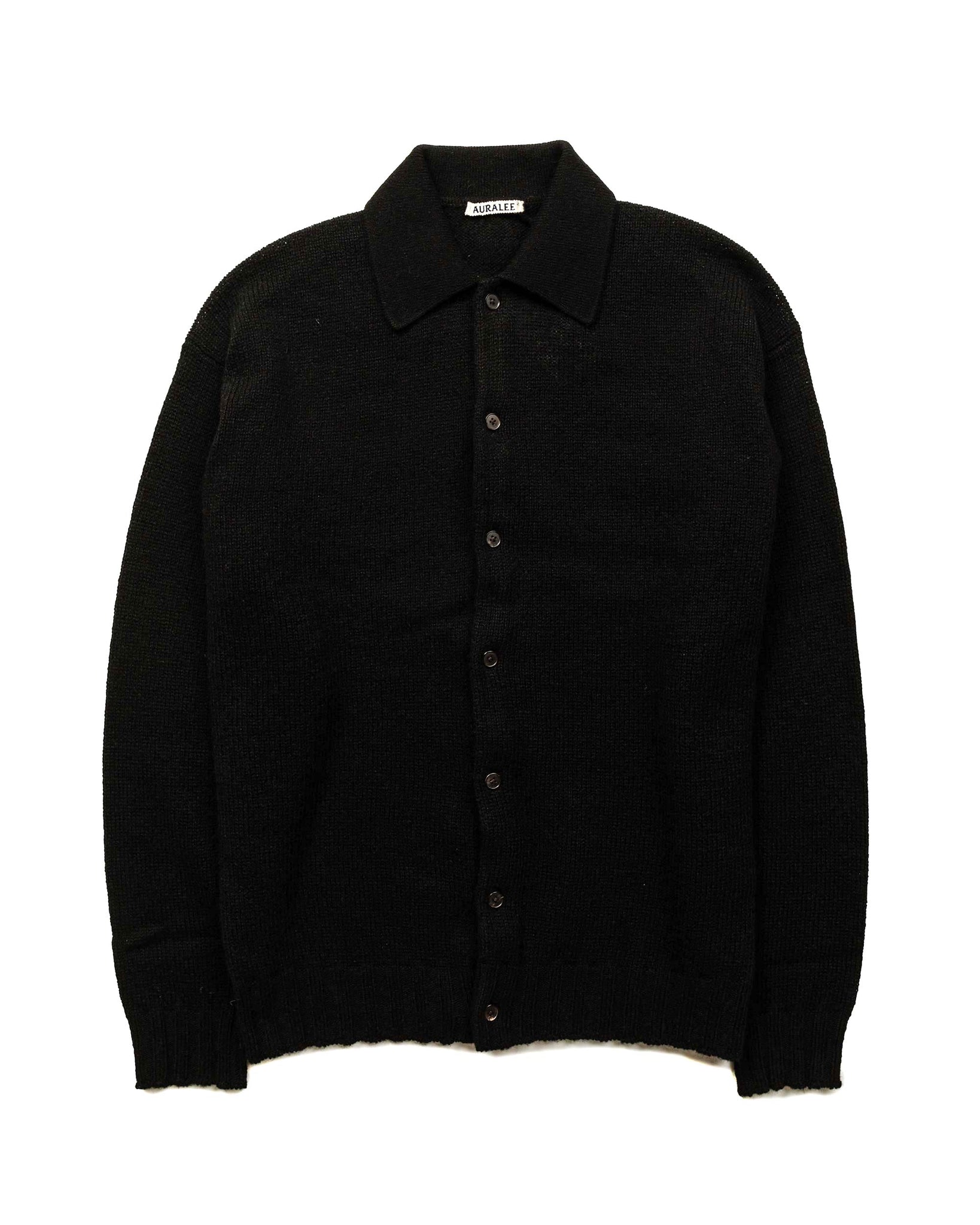 Auralee Shetland Wool Cashmere Knit Cardigan Black