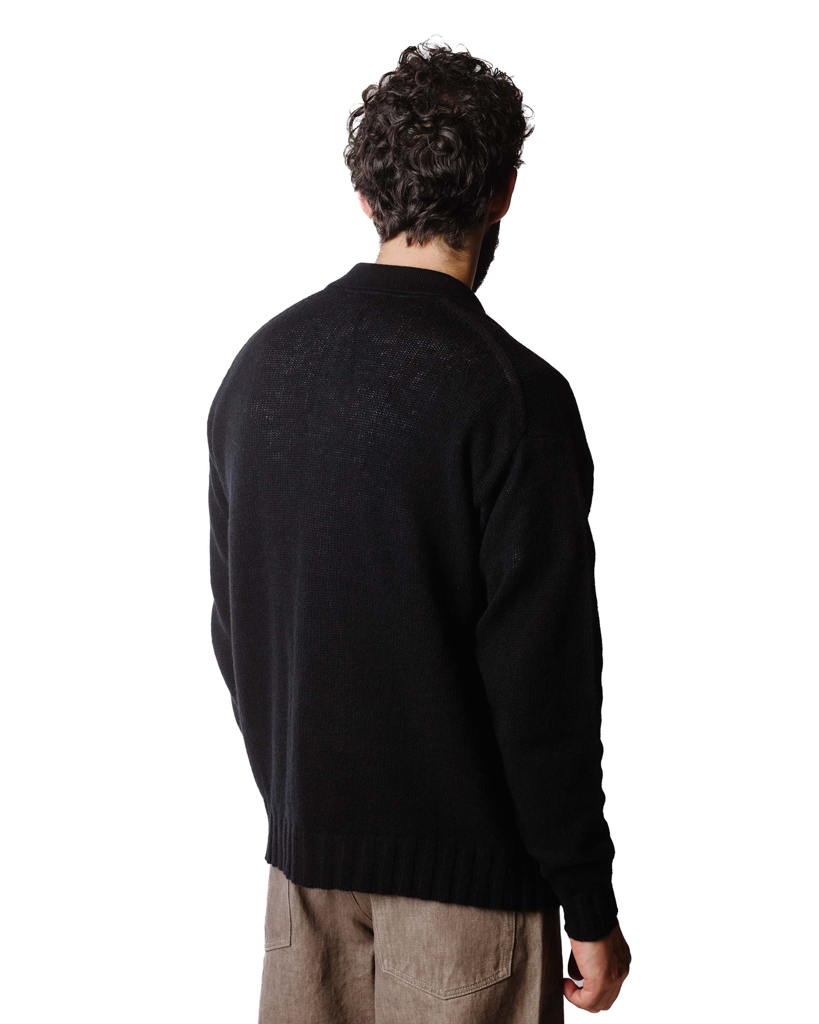 Auralee Shetland Wool Cashmere Knit Cardigan Black