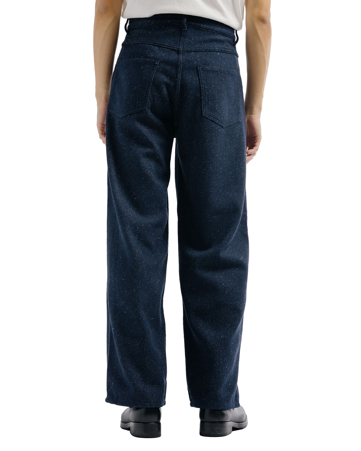 Auralee Silk Nep Denim 5P Wide Pants Dark Navy