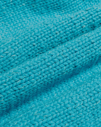 Auralee Silk Wool Hand Knit Cowichan Aqua Blue fabric