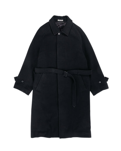 Auralee Super Fine Wool Mosser Soutien Collar Coat Black