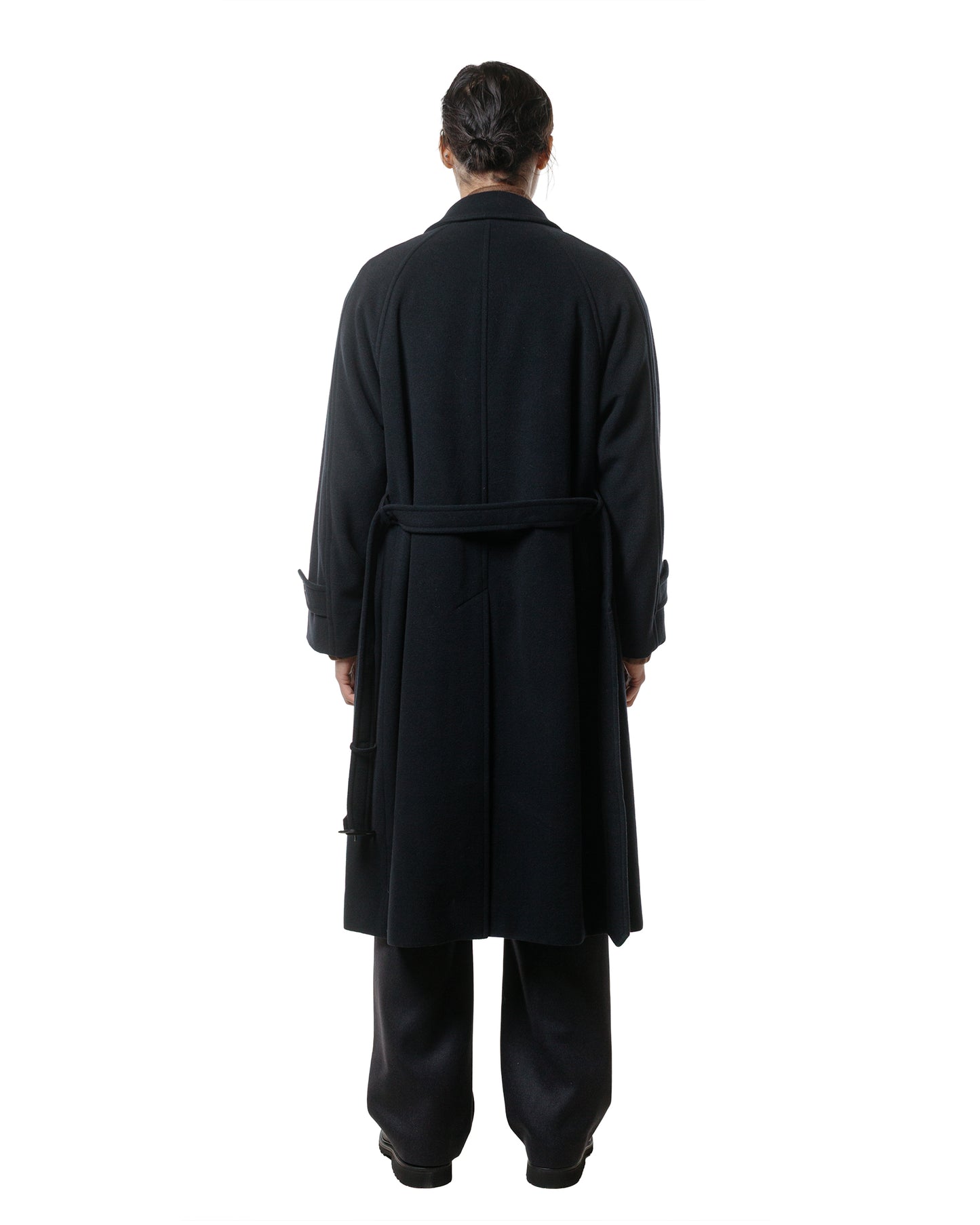 Auralee Super Fine Wool Mosser Soutien Collar Coat Black