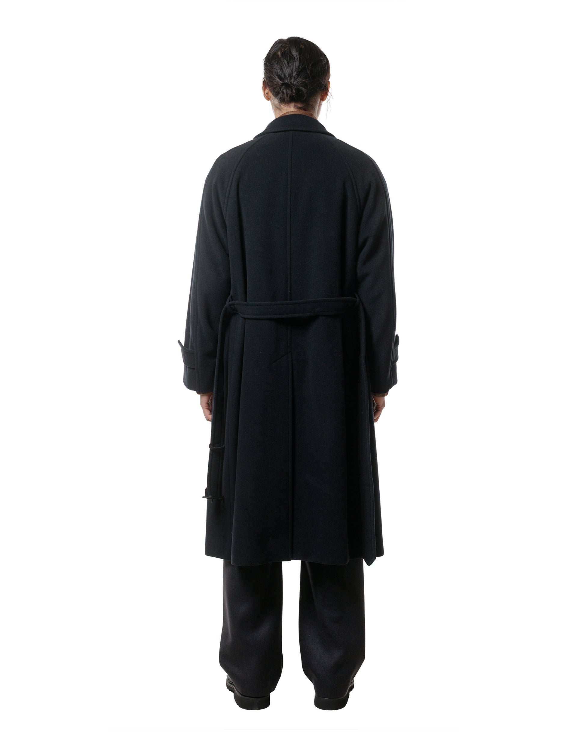 Auralee Super Fine Wool Mosser Soutien Collar Coat Black