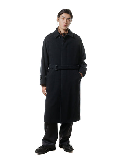 Auralee Super Fine Wool Mosser Soutien Collar Coat Black