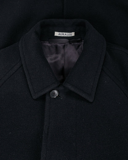 Auralee Super Fine Wool Mosser Soutien Collar Coat Black