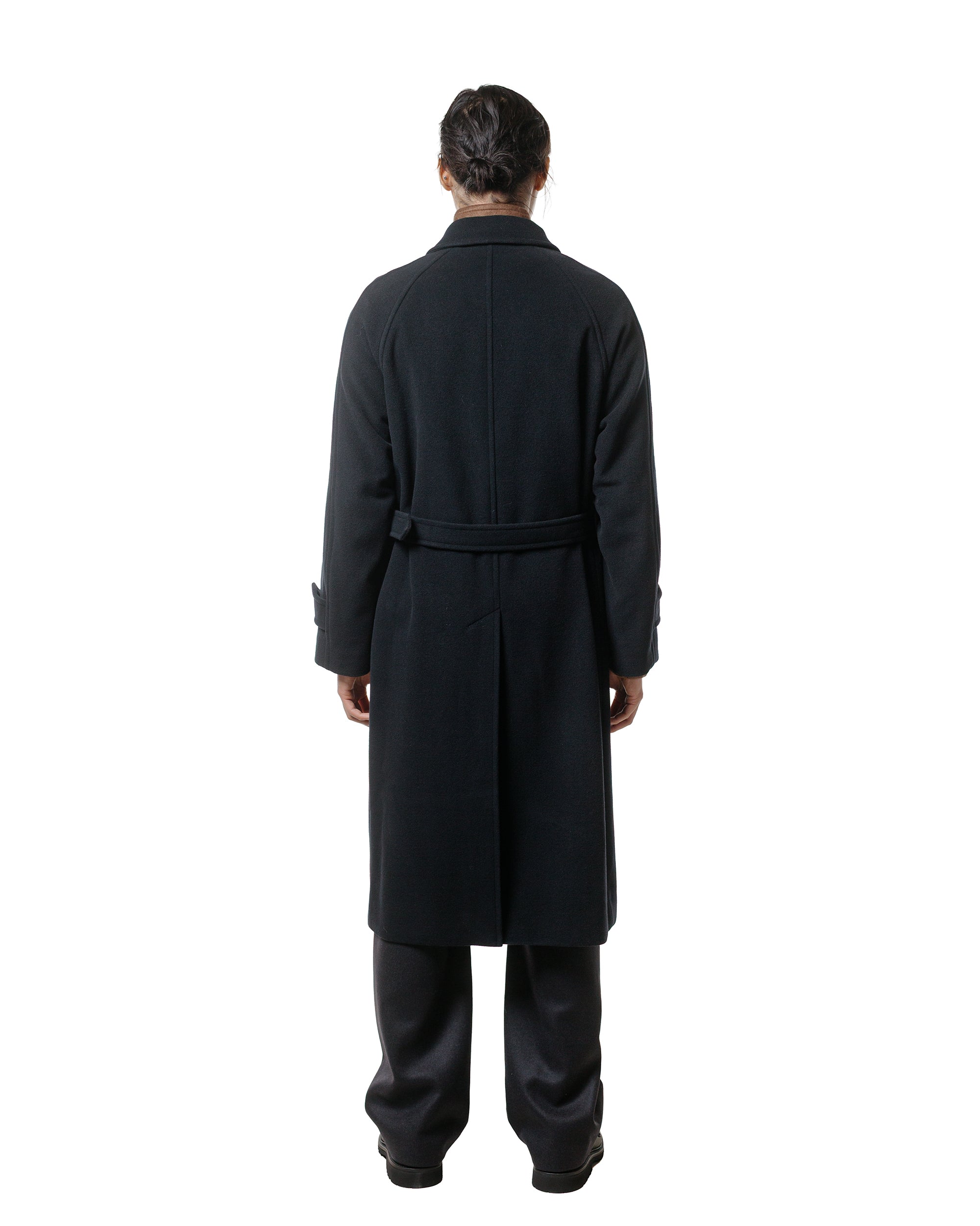 Auralee Super Fine Wool Mosser Soutien Collar Coat Black