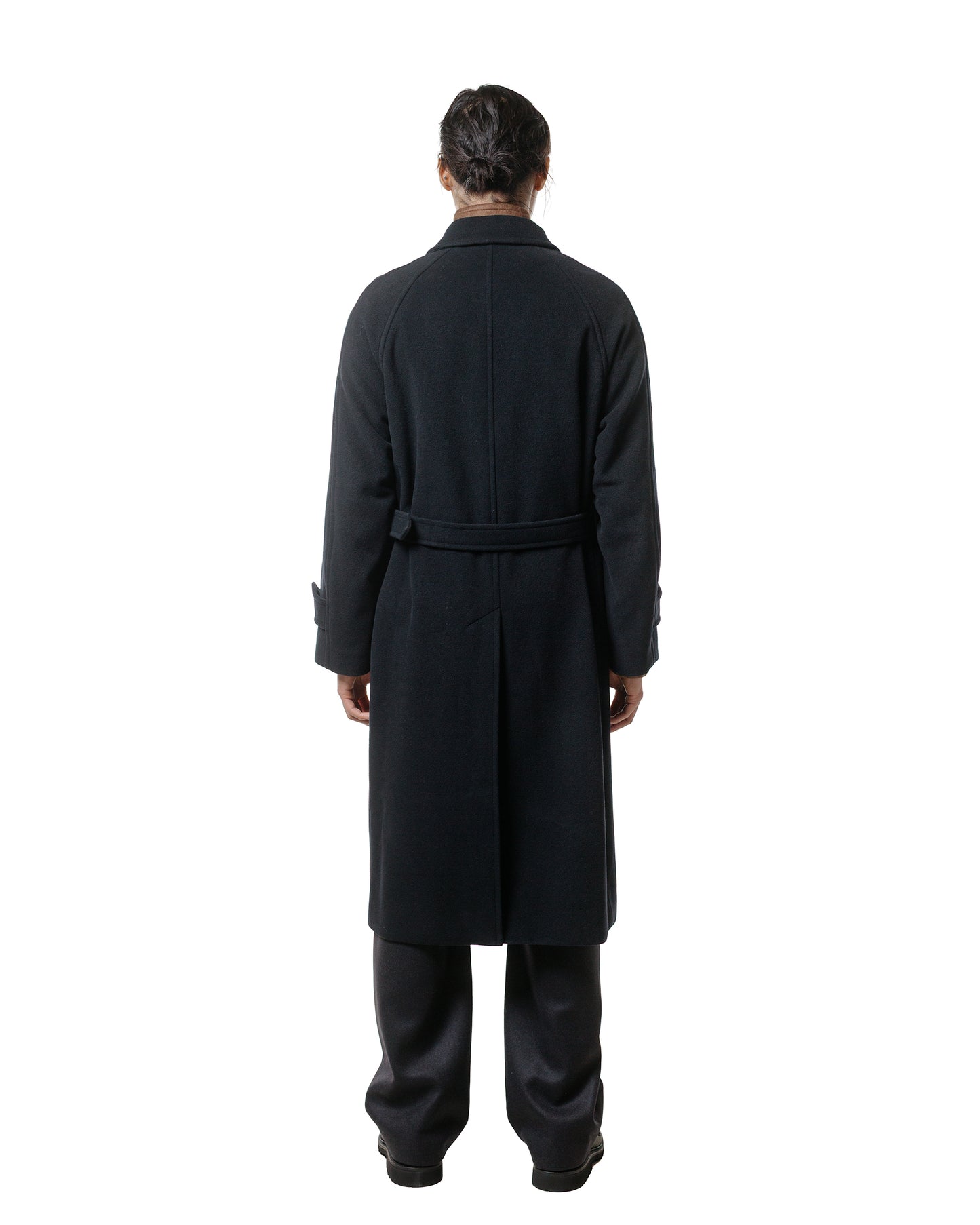 Auralee Super Fine Wool Mosser Soutien Collar Coat Black