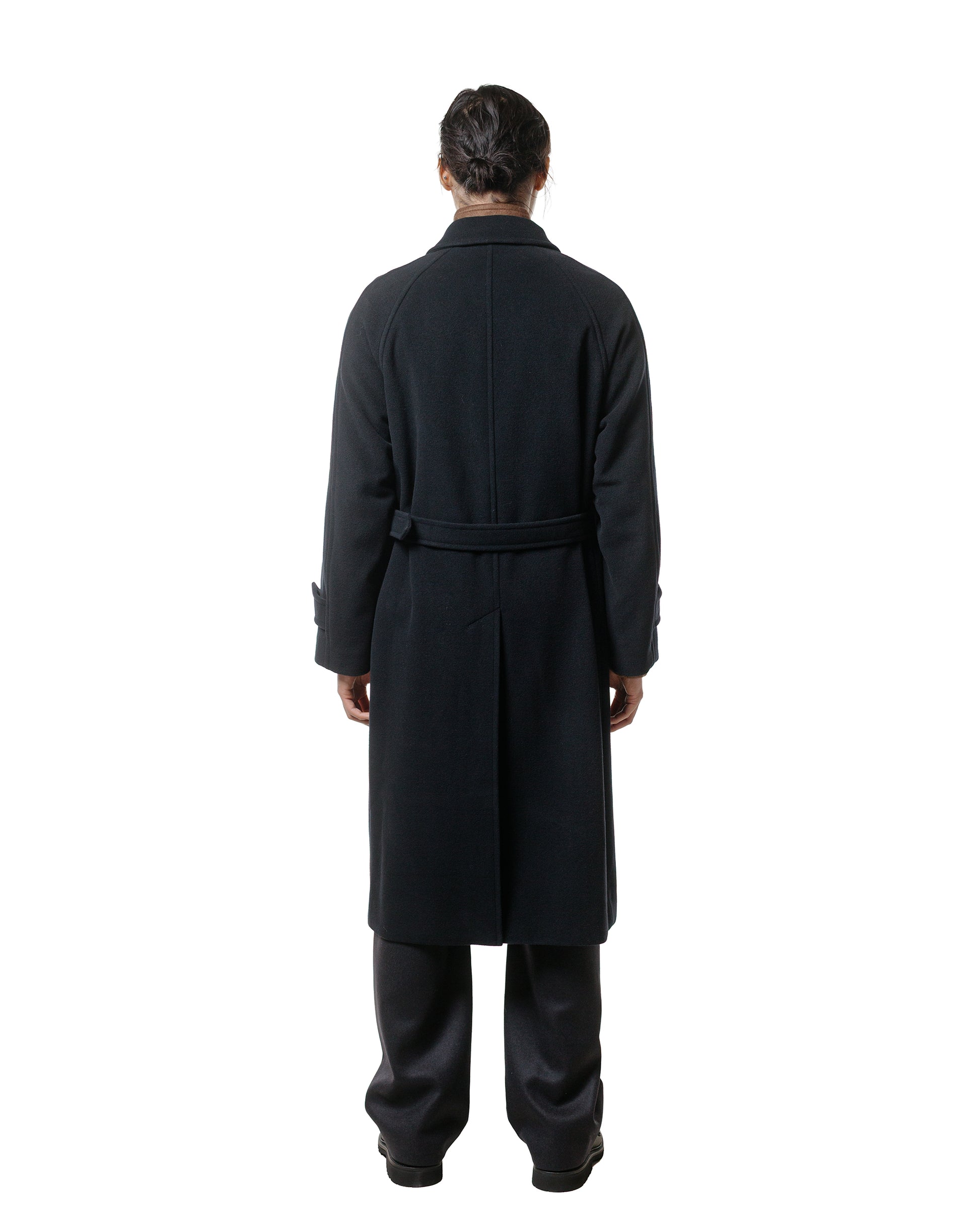 Auralee Super Fine Wool Mosser Soutien Collar Coat Black
