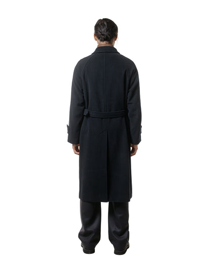 Auralee Super Fine Wool Mosser Soutien Collar Coat Black