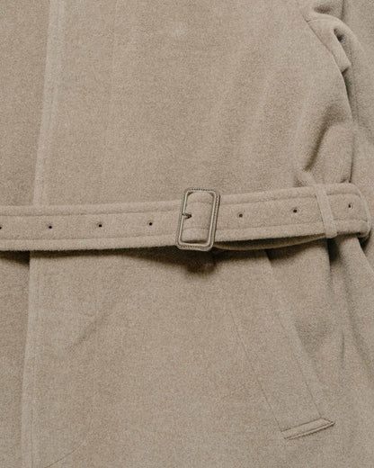 Auralee Super Fine Wool Mosser Soutien Collar Coat Khaki Beige belt