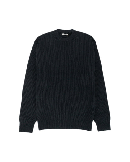 Auralee Super Fine Wool Rib Knit P/O Black