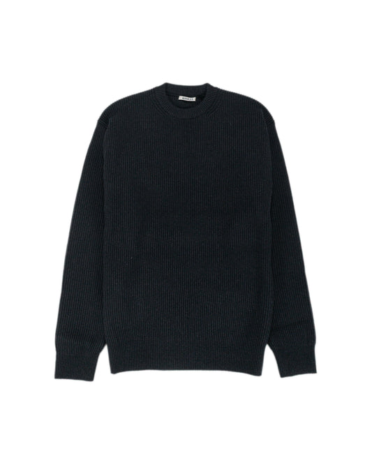 Auralee Super Fine Wool Rib Knit P/O Black