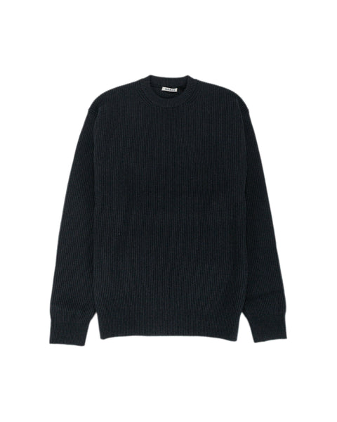 Auralee Super Fine Wool Rib Knit P/O Black
