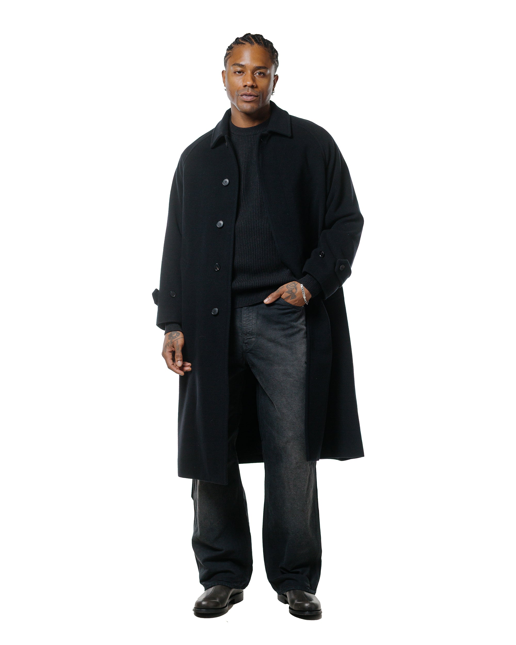 Auralee Super Fine Wool Rib Knit P/O Black