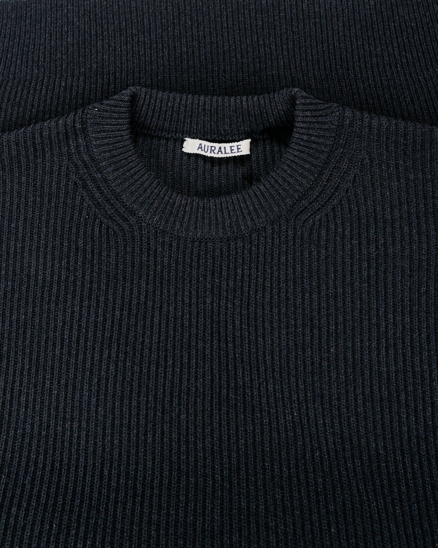 Auralee Super Fine Wool Rib Knit P/O Black