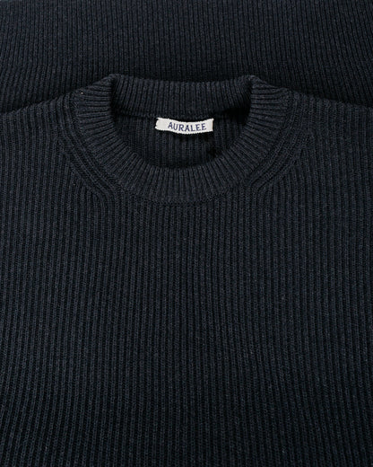 Auralee Super Fine Wool Rib Knit P/O Black