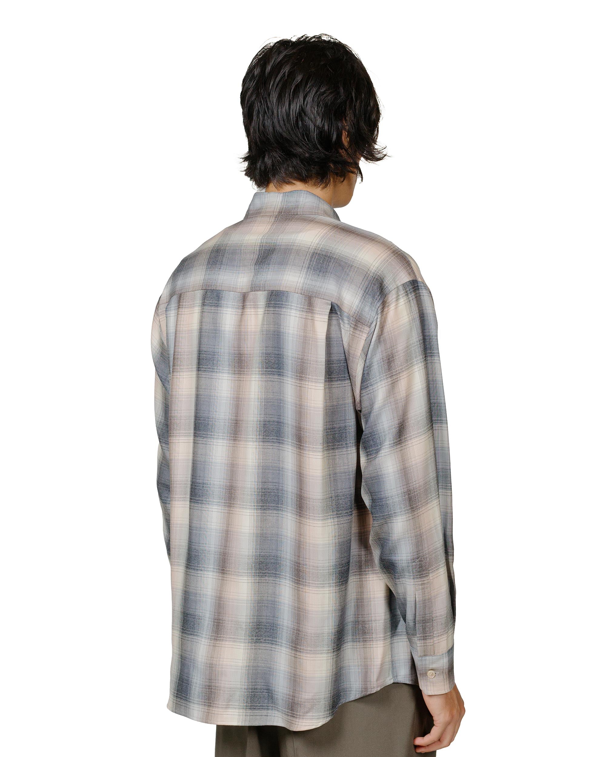 Auralee Super Light Wool Check Shirt Beige Blue Check