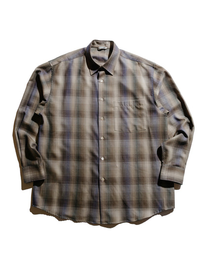 Auralee Super Light Wool Check Shirt Brown Blue Check