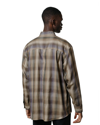 Auralee Super Light Wool Check Shirt Brown Blue Check