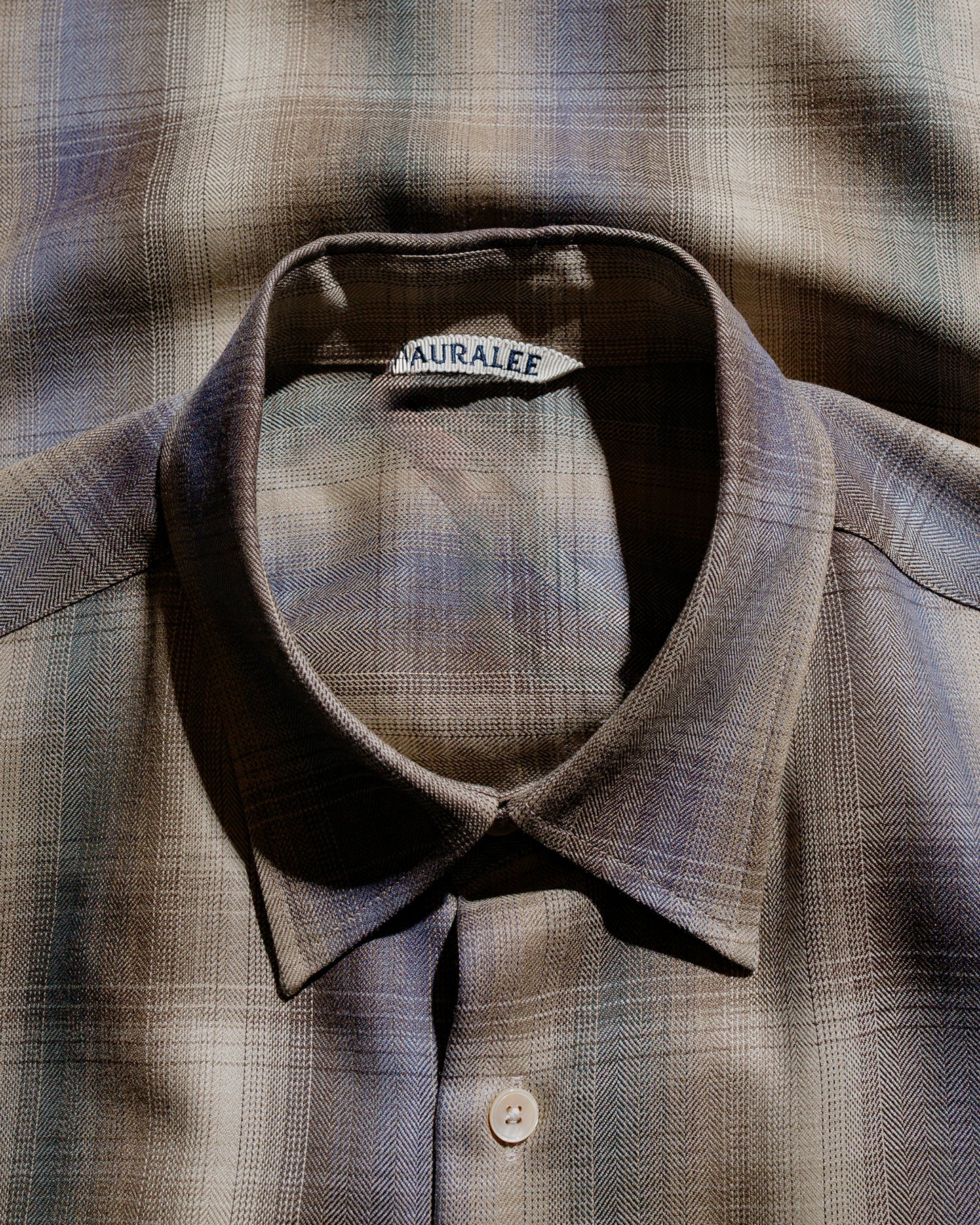 Auralee Super Light Wool Check Shirt Brown Blue Check