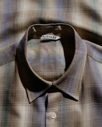 Auralee Super Light Wool Check Shirt Brown Blue Check