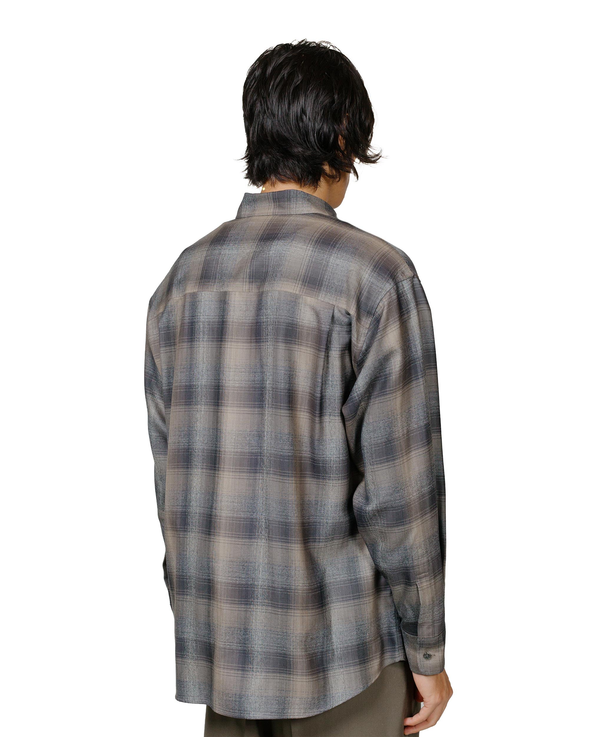 Auralee Super Light Wool Check Shirt Charcoal Grey Check