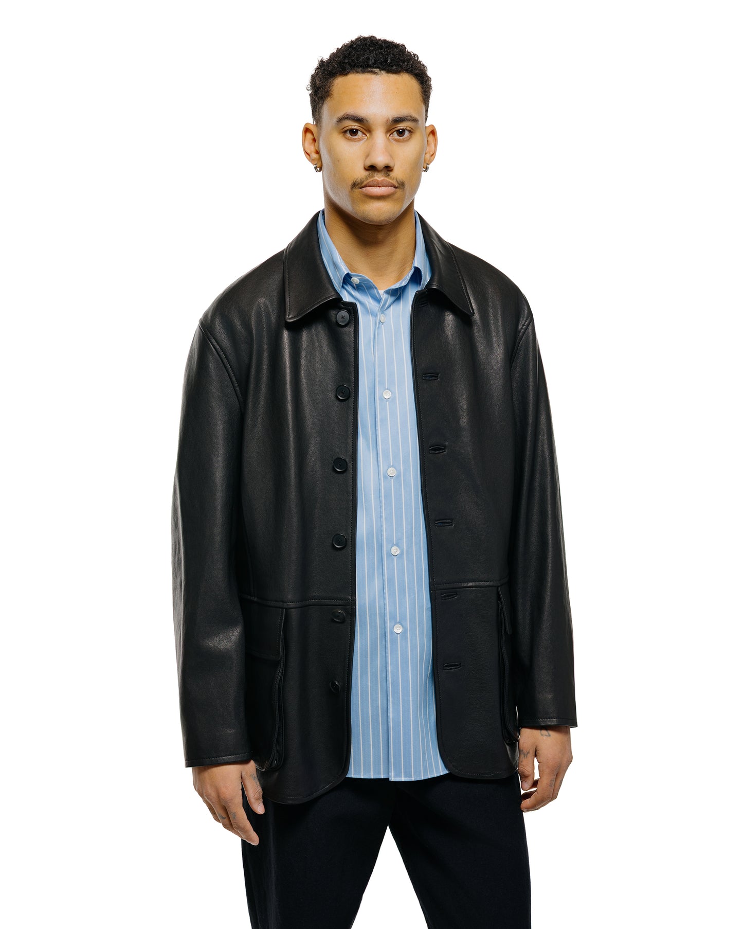 Auralee Textured Lamb Leather Blouson Black
