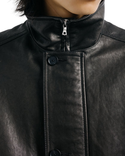 Auralee Textured Lamb Leather Blouson Black
