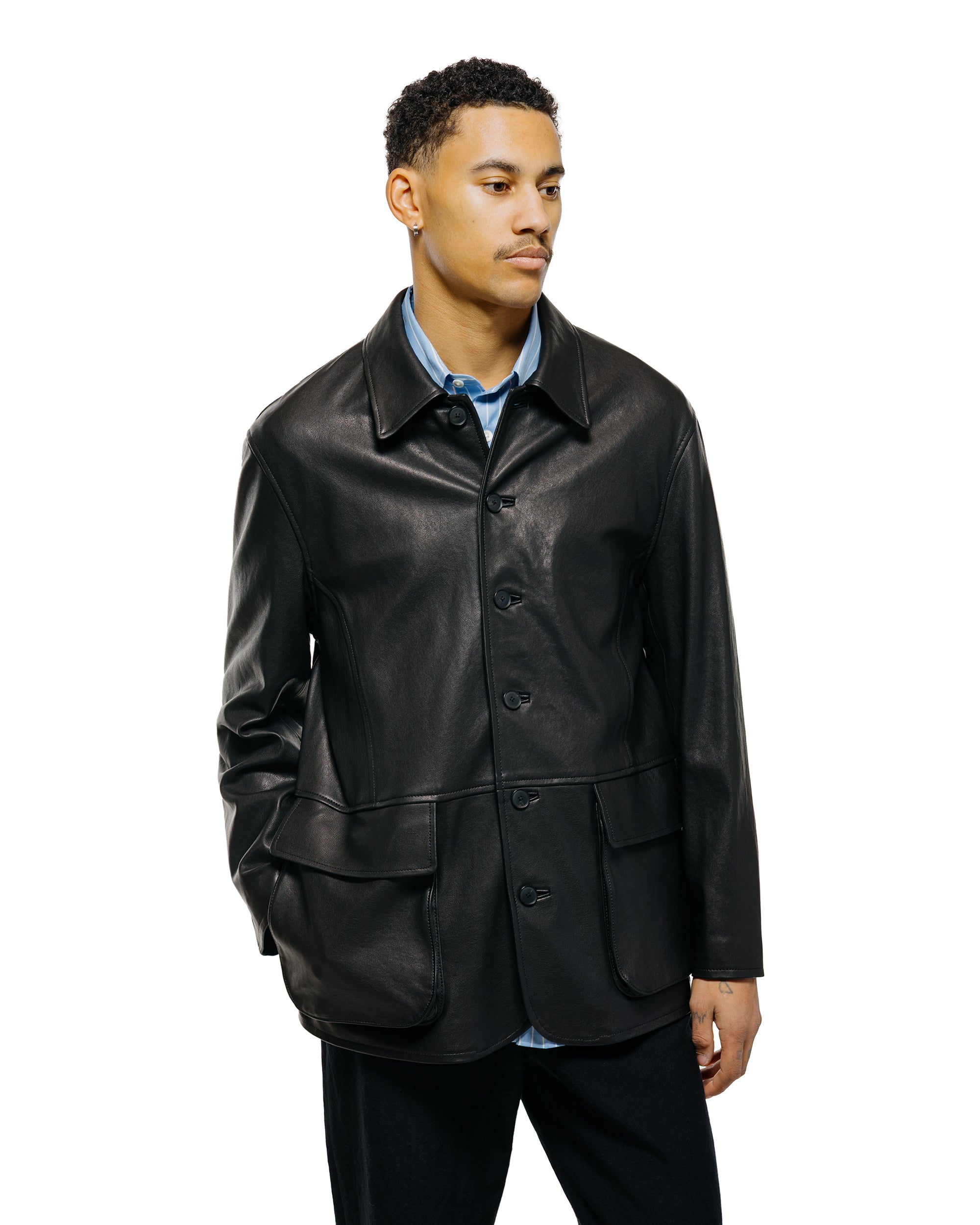 Auralee Textured Lamb Leather Blouson Black