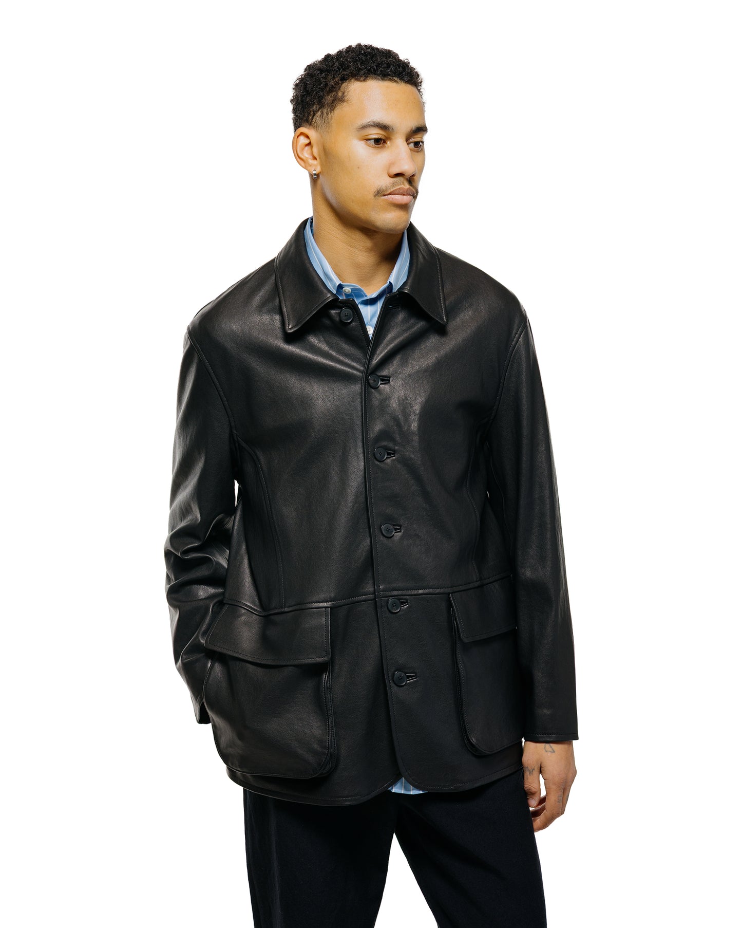 Auralee Textured Lamb Leather Blouson Black