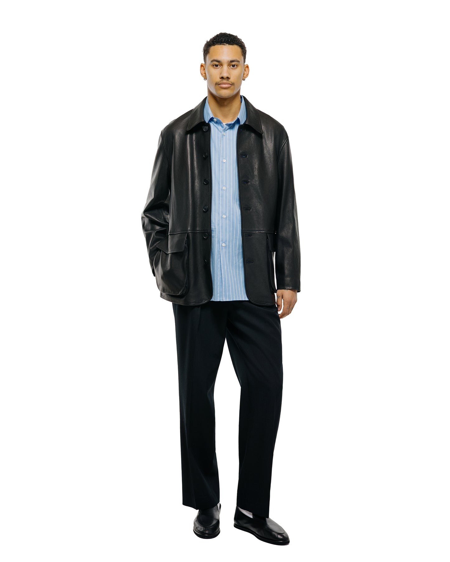 Auralee Textured Lamb Leather Blouson Black