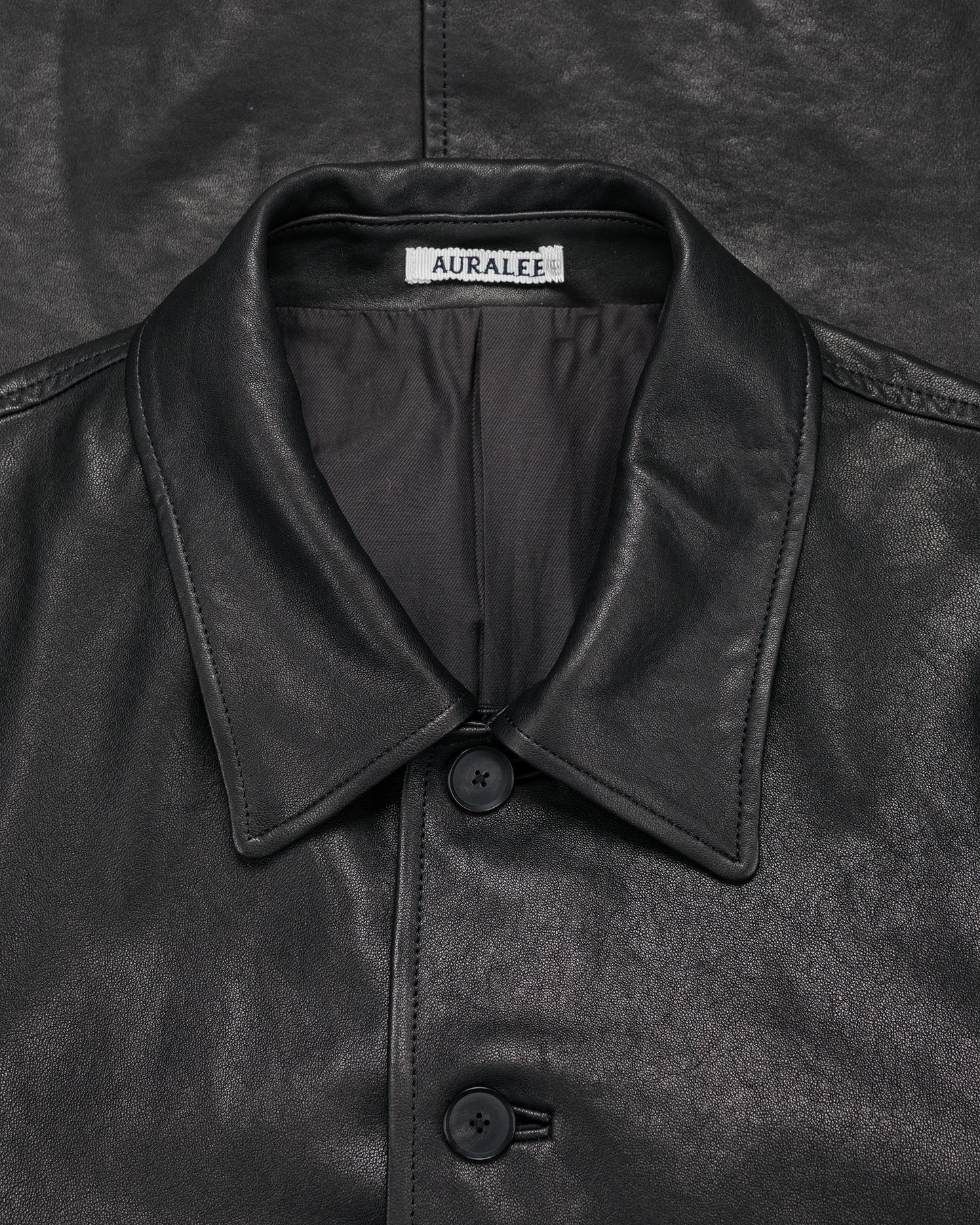 Auralee Textured Lamb Leather Blouson Black