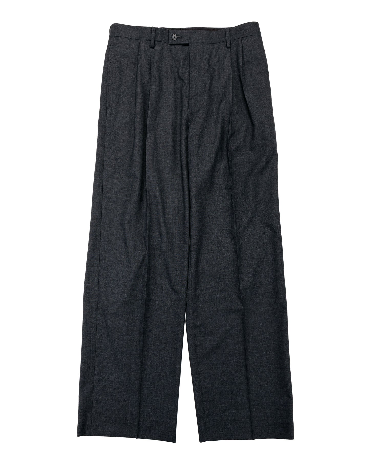 Auralee Ultra Fine Tropical Wool Two-Tuck Slacks Top Charcoal