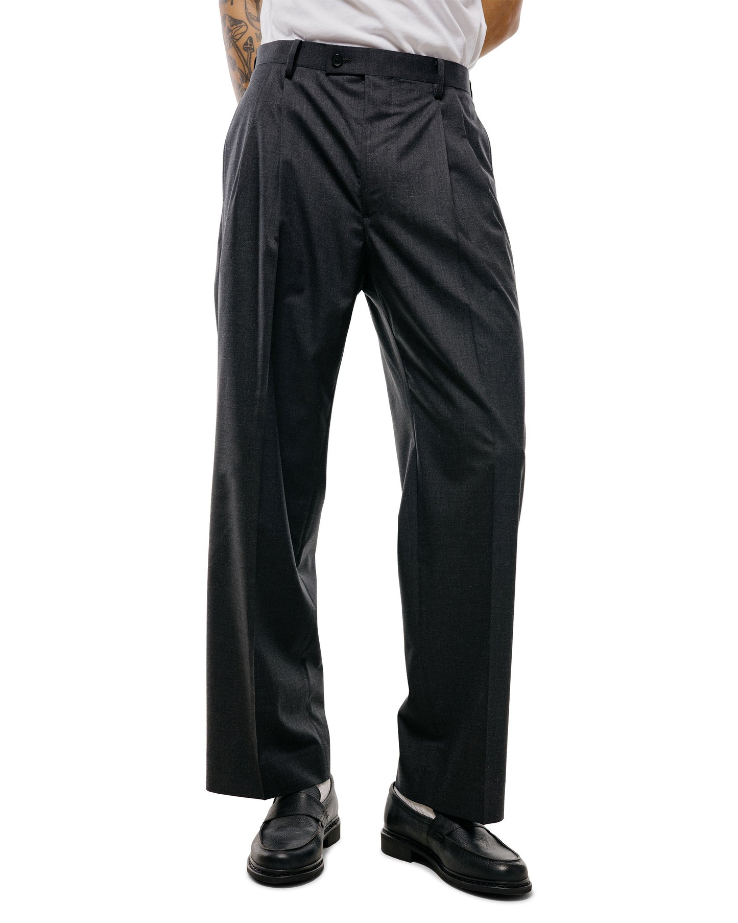 Auralee Ultra Fine Tropical Wool Two-Tuck Slacks Top Charcoal