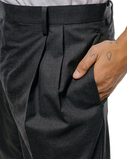 Auralee Ultra Fine Tropical Wool Two-Tuck Slacks Top Charcoal