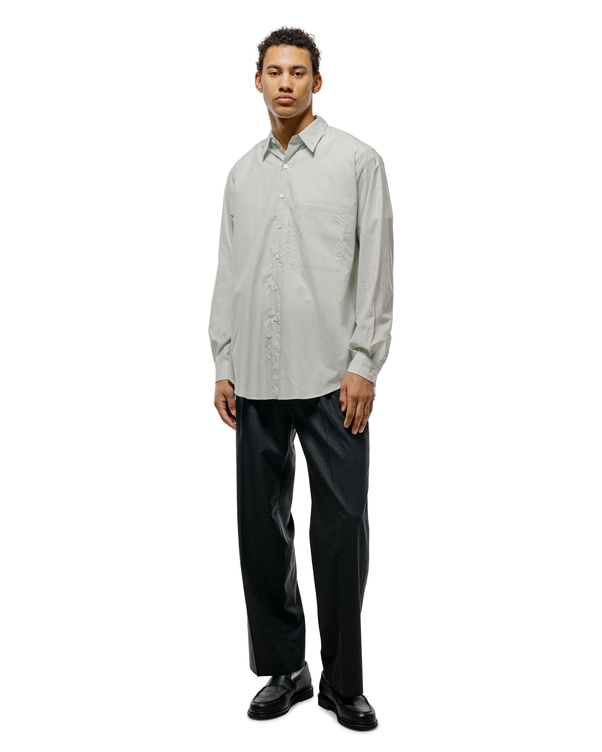 Auralee Ultra Fine Tropical Wool Two-Tuck Slacks Top Charcoal